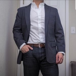 J. Crew Crosby White Pin-dot Navy Blazer